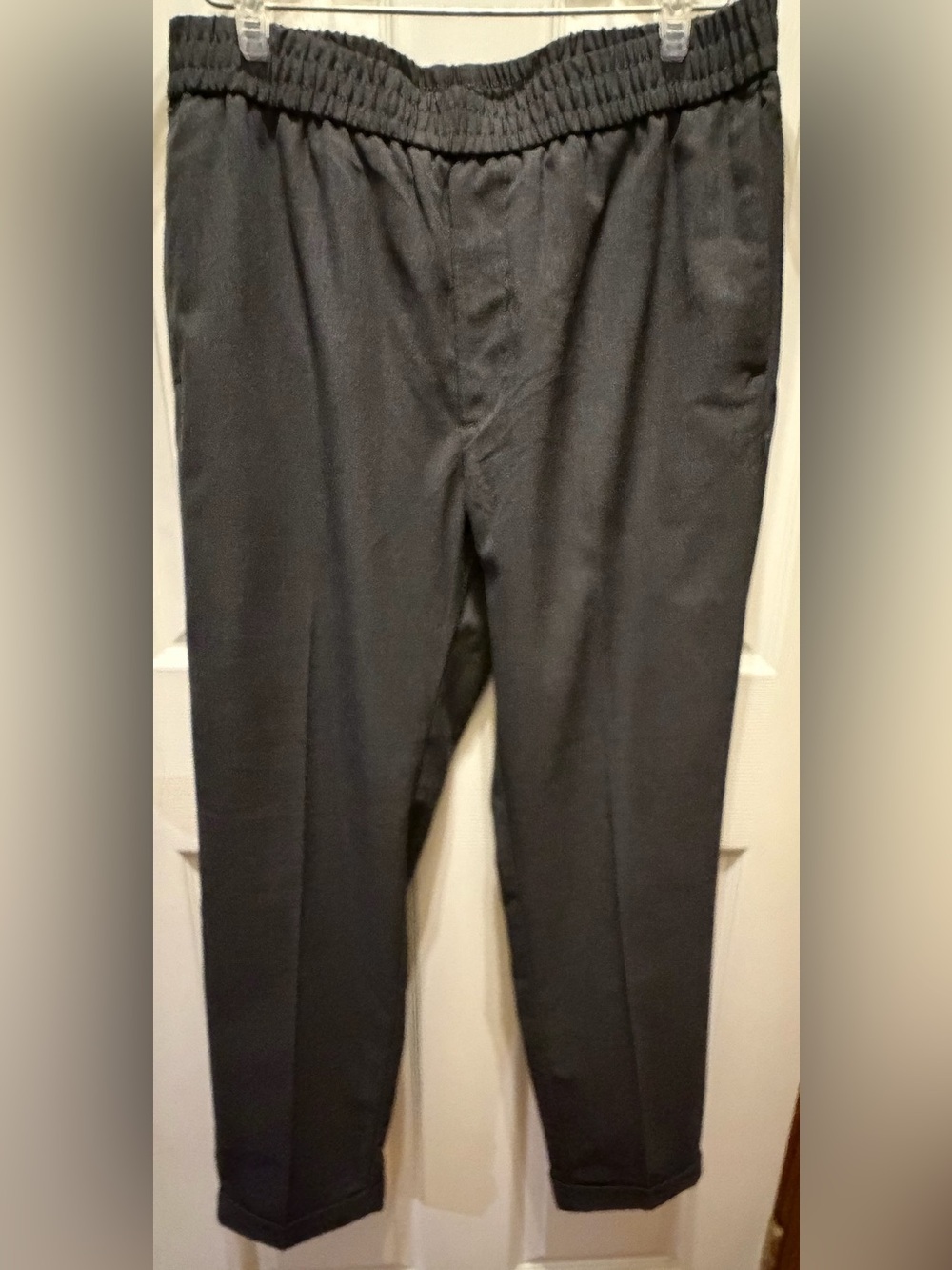 H&M Men's Charcoal Elastic-Waist Dress Pants with Drawstring size S